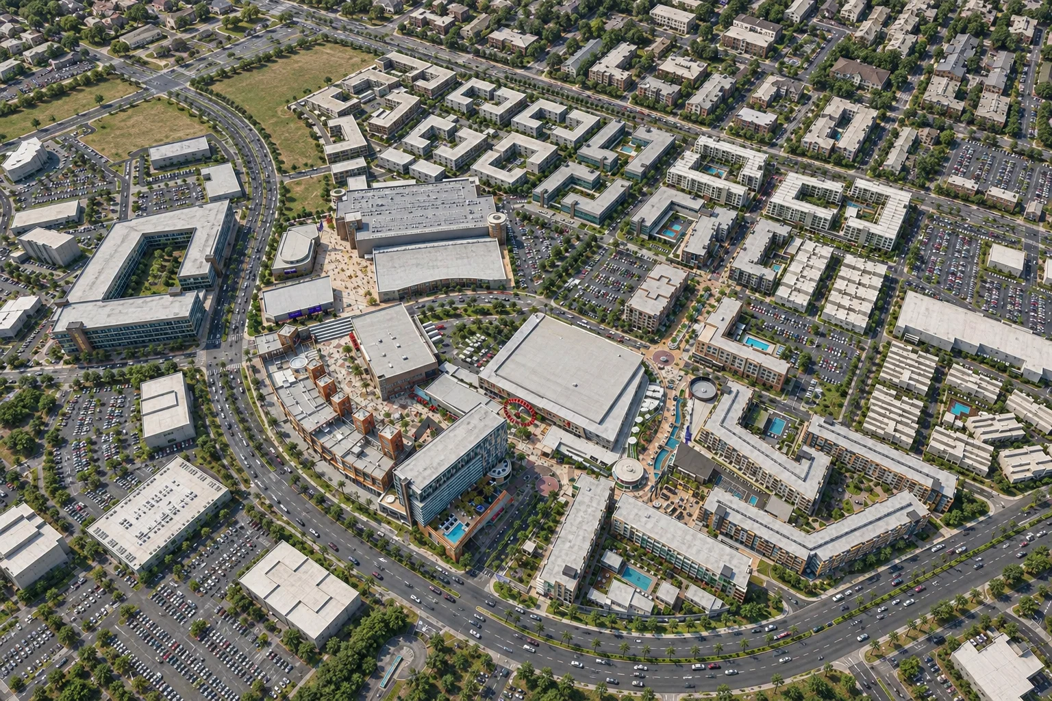 Aerial rendering of the full Capital City master plan